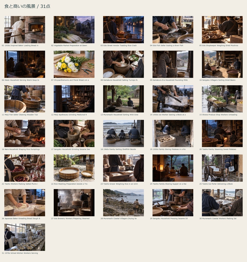Food & Trade in Japan | 31 Photo-Style JPEG | 食と商いの風景【AI生成】