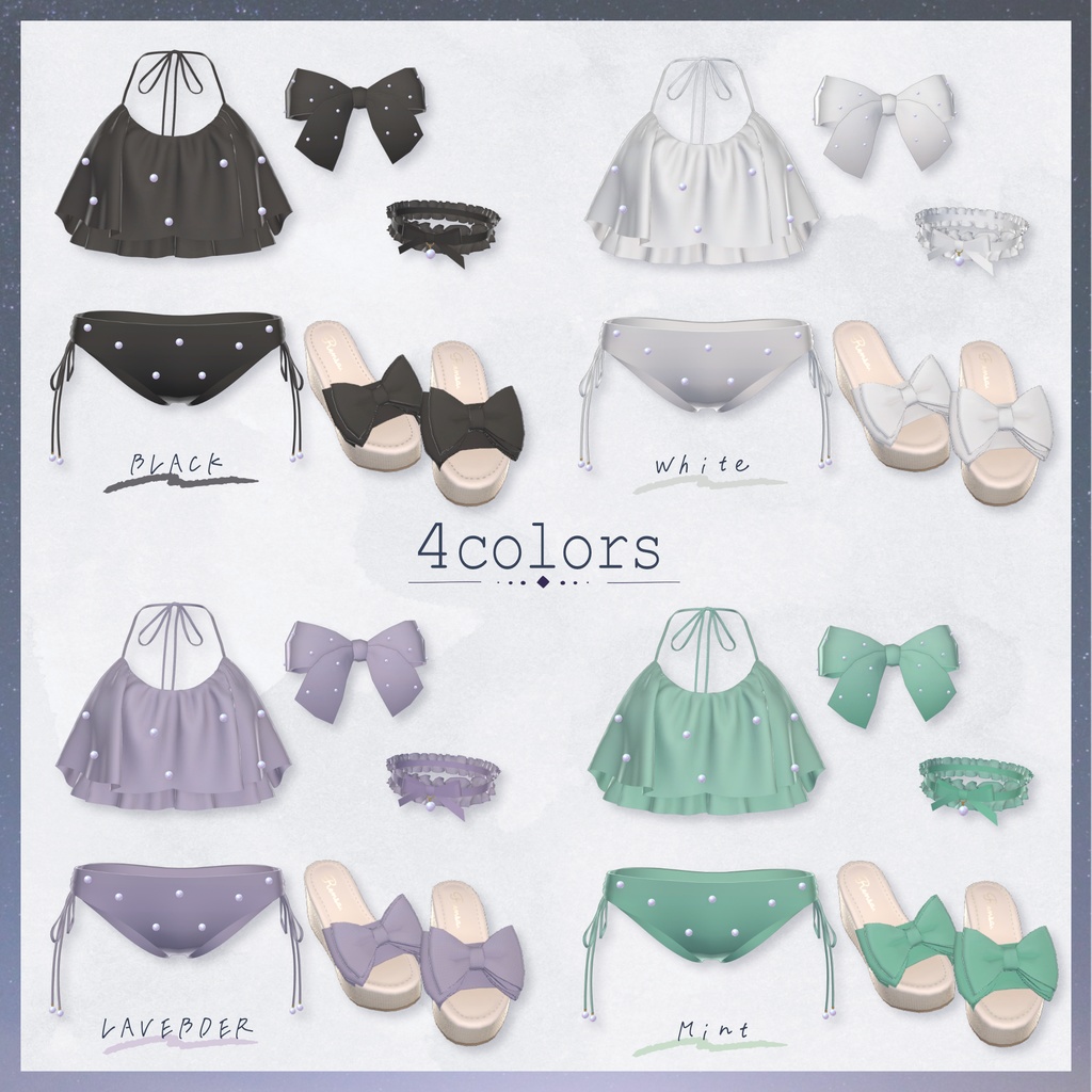 【Marycia】FrillPearlBikini / 4Colors