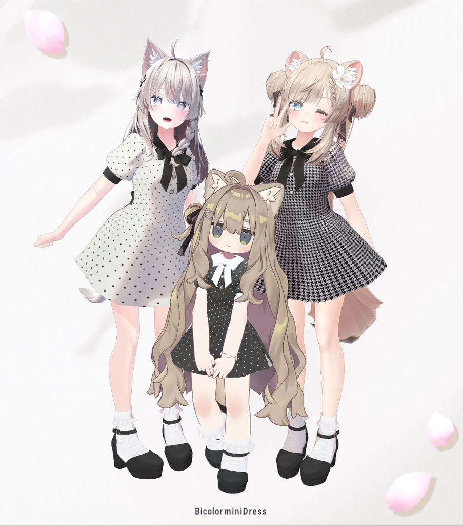 5アバター&まめふれんず対応 バイカラーミニワンピース / 7Colors