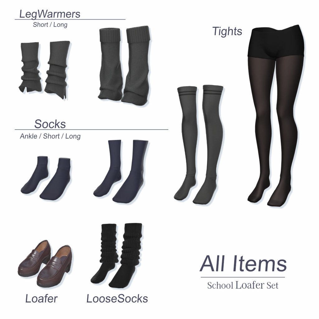˗ˏˋ🧦発売記念セール中🧦ˎˊ˗ Shool Loafer Set【Marycia/マヌカ/しなの/Sio/Lapwing】