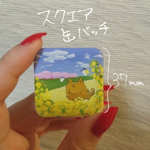 四季とポメ【スクエア缶バッジ】