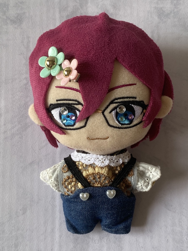 ぬい服トップスブルー大花