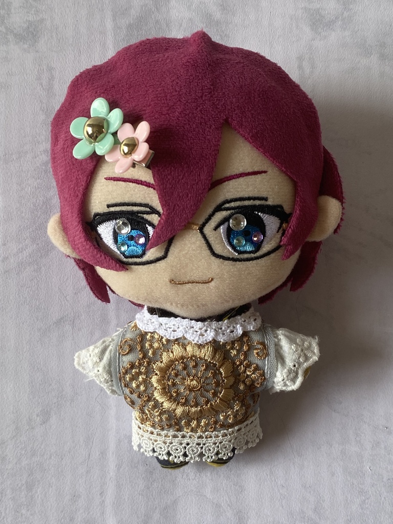 ぬい服トップスブルー大花