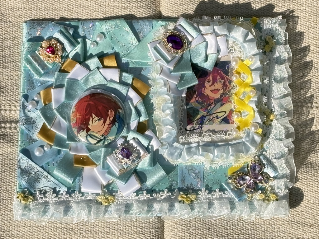 |【痛バドレス】推し色痛バ背景シート|ロゼット・カードケース付き水色×ミモザ