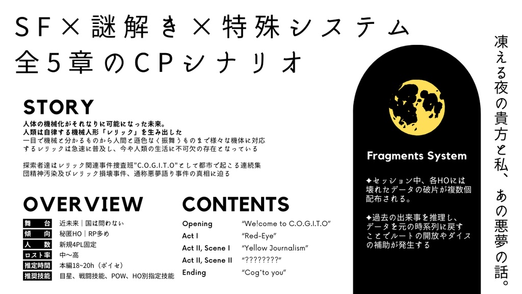 【CoC】Cogito you(コギト・ユー)【秘匿HO4PL】SPLL:E193980