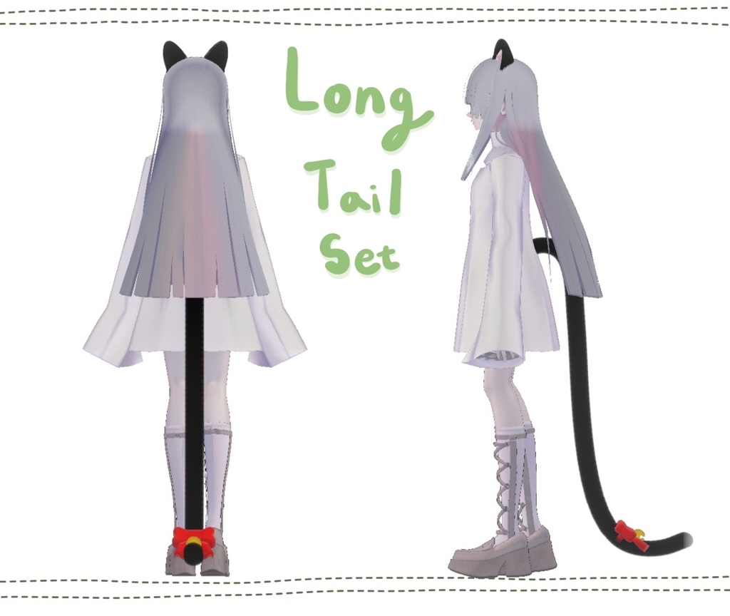 ねこみみ・しっぽセット cat ears and tailsㅣ3D モデル【VRChat】
