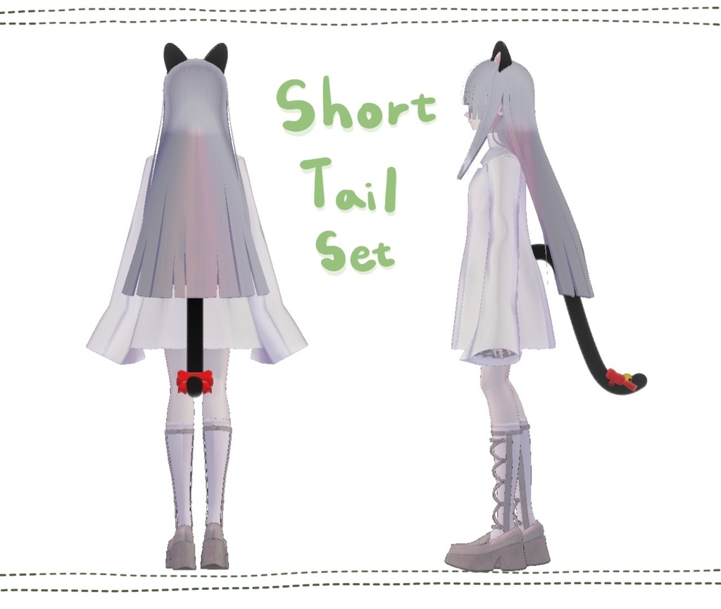 ねこみみ・しっぽセット cat ears and tailsㅣ3D モデル【VRChat】