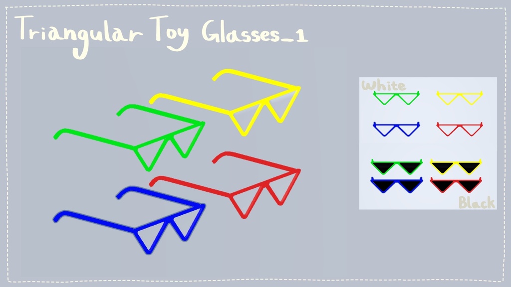 三角形おもちゃ眼鏡&サングラス Triangular Toy Glasses&Sunglasses ㅣ3D モデル【VRChat】
