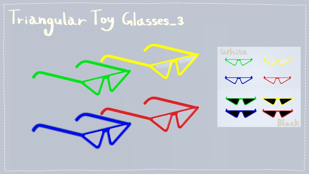 三角形おもちゃ眼鏡&サングラス Triangular Toy Glasses&Sunglasses ㅣ3D モデル【VRChat】