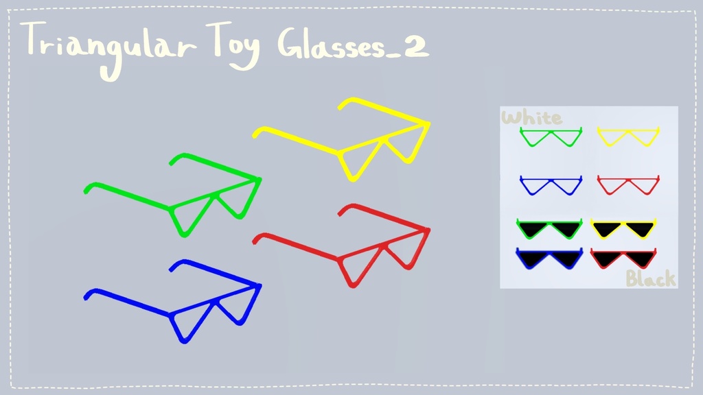 三角形おもちゃ眼鏡&サングラス Triangular Toy Glasses&Sunglasses ㅣ3D モデル【VRChat】