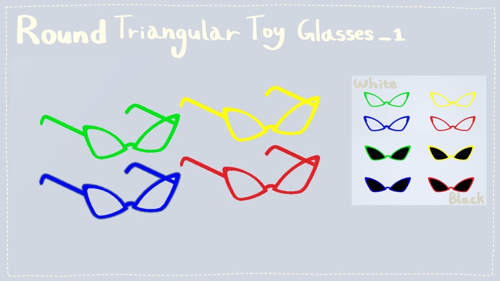 三角形おもちゃ眼鏡&サングラス Triangular Toy Glasses&Sunglasses ㅣ3D モデル【VRChat】