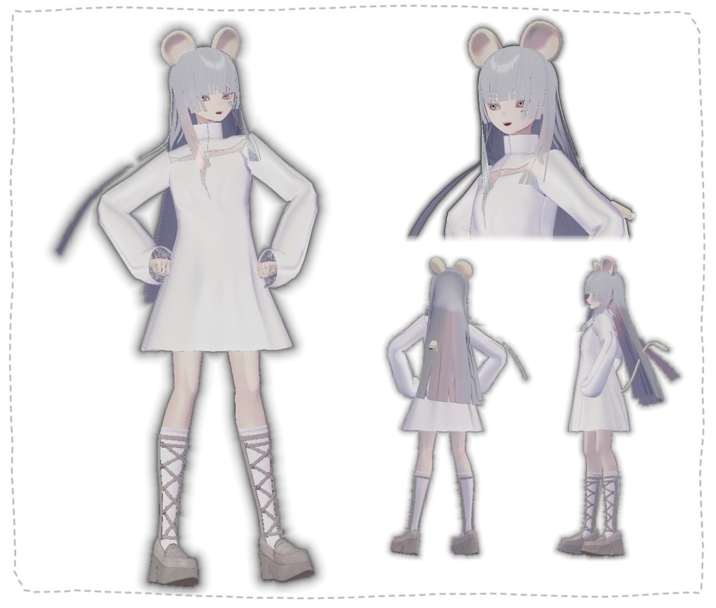 Mouse ear & tail ネズミみみセットㅣ3Dモデル【VRChat】