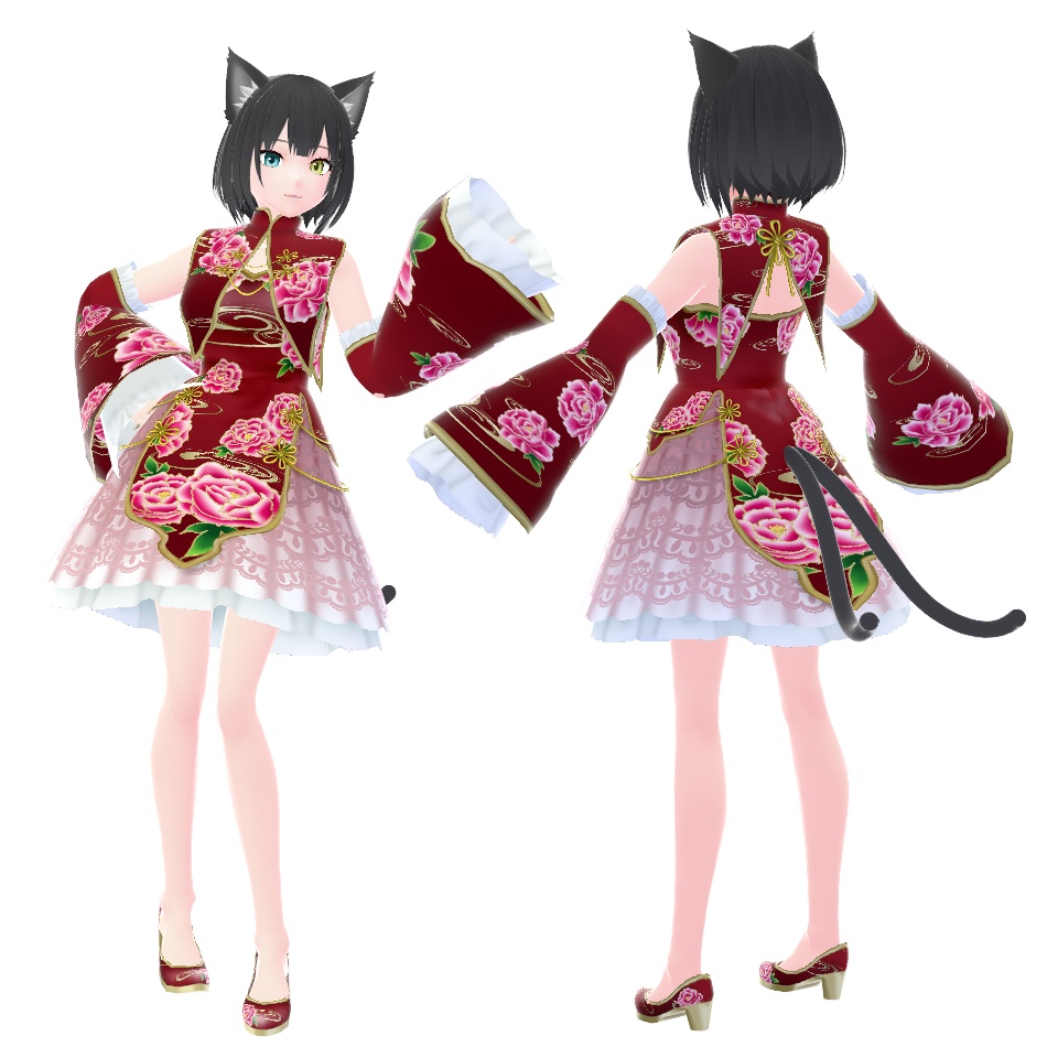 【VRoid衣装/無料】中華風ワンピ５色