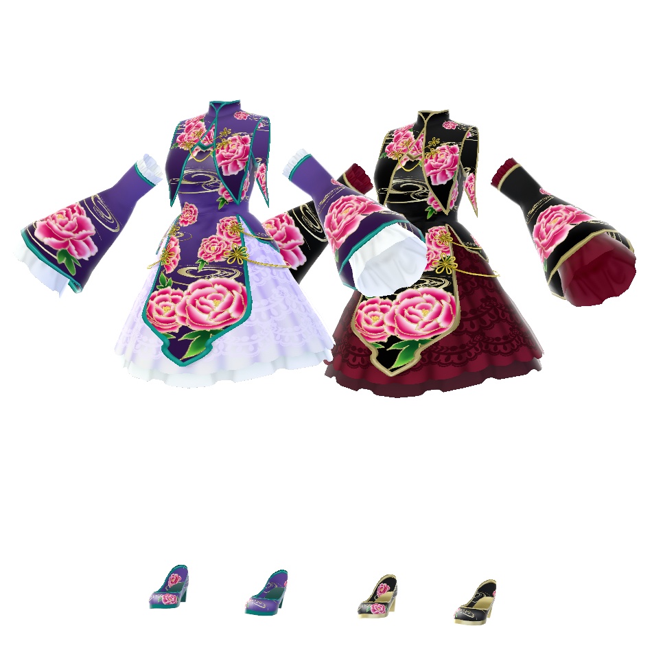 【VRoid衣装/無料】中華風ワンピ5色