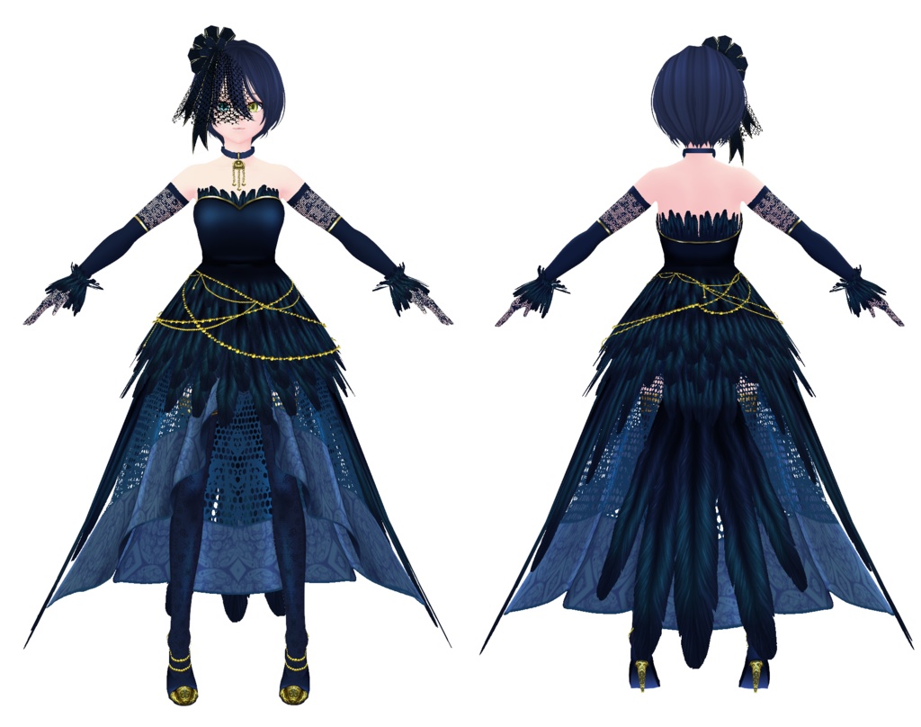 【Vroid衣装/無料】カラスのドレス