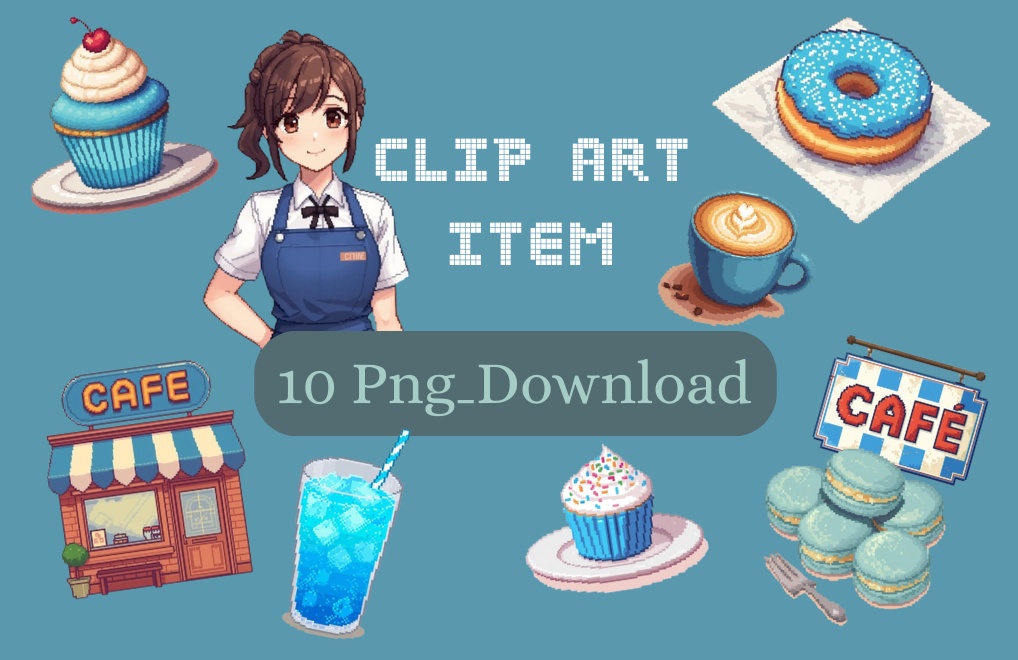 「Blue Café Pixel Set」 (ブルーカフェ・ピクセルセット)10点セット