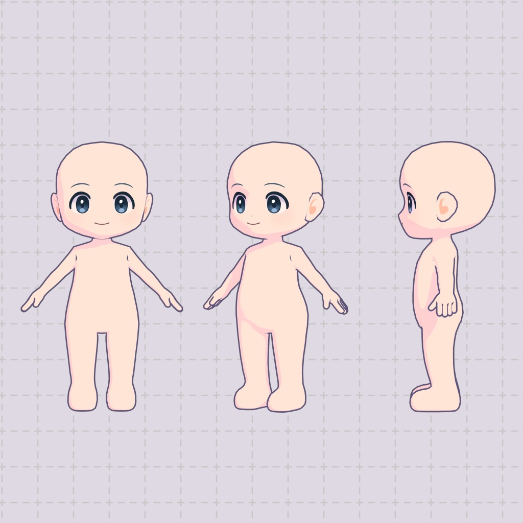 【3D】3頭身 素体モデル