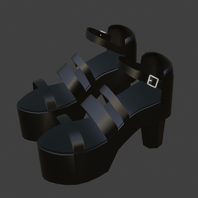 複数アバター対応.厚底blackサンダル.【3D衣装】