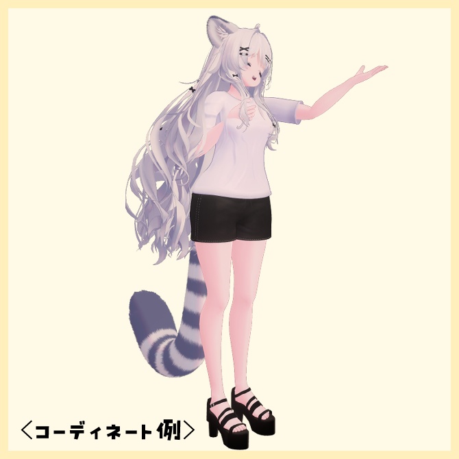 複数アバター対応.厚底blackサンダル.【3D衣装】