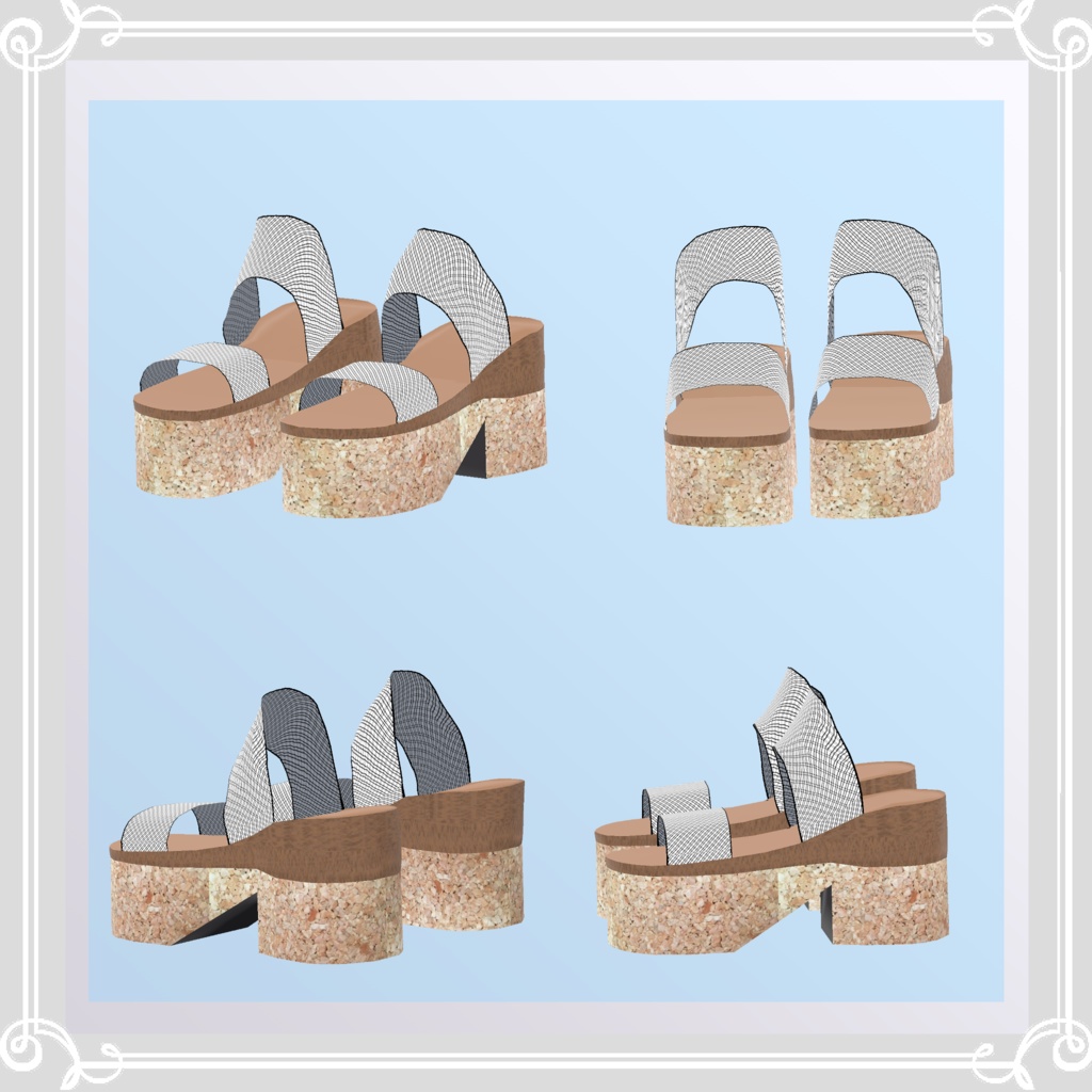 複数アバター対応.厚底サマーサンダル【VRChat向け衣装】