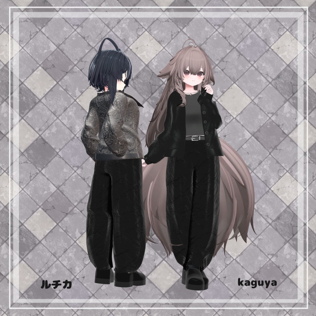 【複数アバター対応】 Leather nail 【ストリート-パンツスタイル.コーデ】
