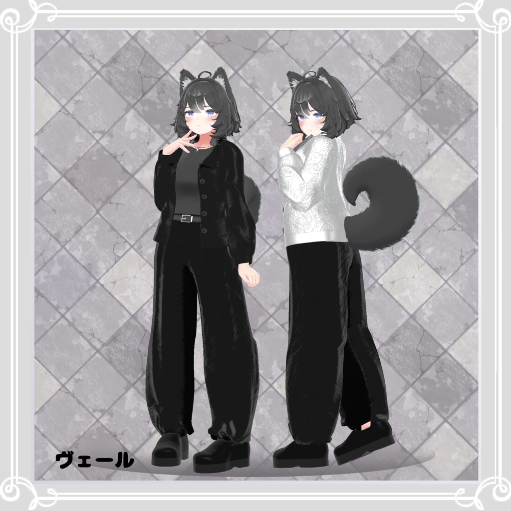 【複数アバター対応】 Leather nail 【VRChat向け3D衣装】