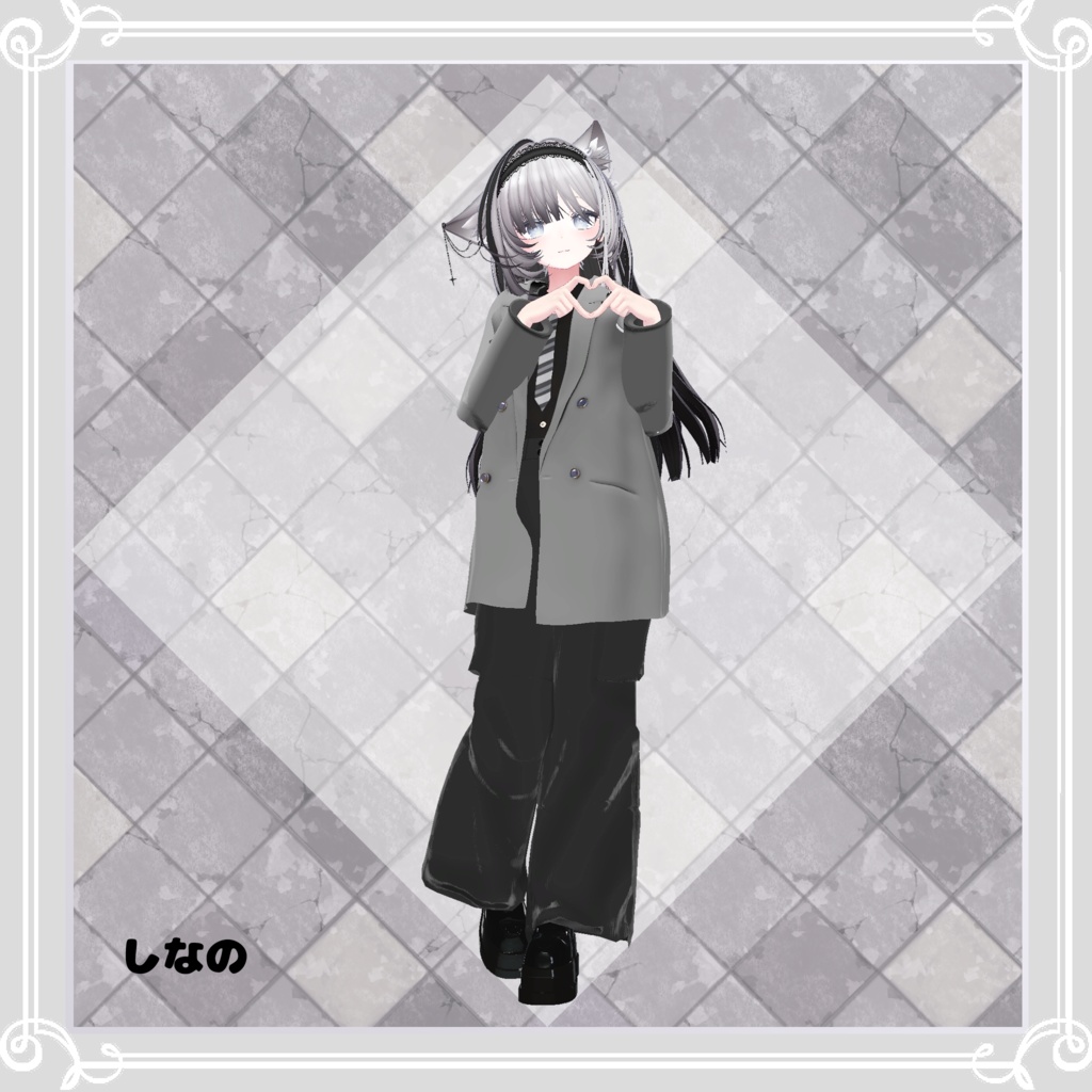 【複数アバター対応】 black sheep 【マニッシュカーゴ-パンツスタイルコーデ】