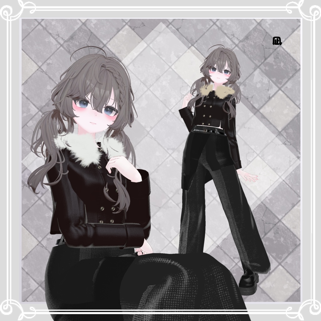 【複数アバター対応】 ice spear 【レイヤ―ドスカート-パンツスタイルコーデ】