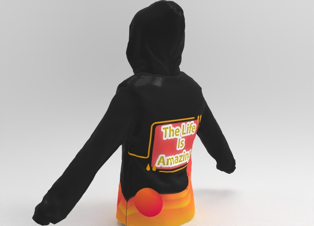 3Dブラックパーカー