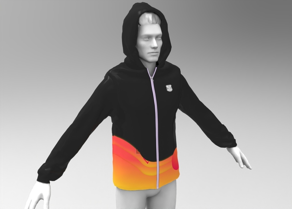 3Dブラックパーカー