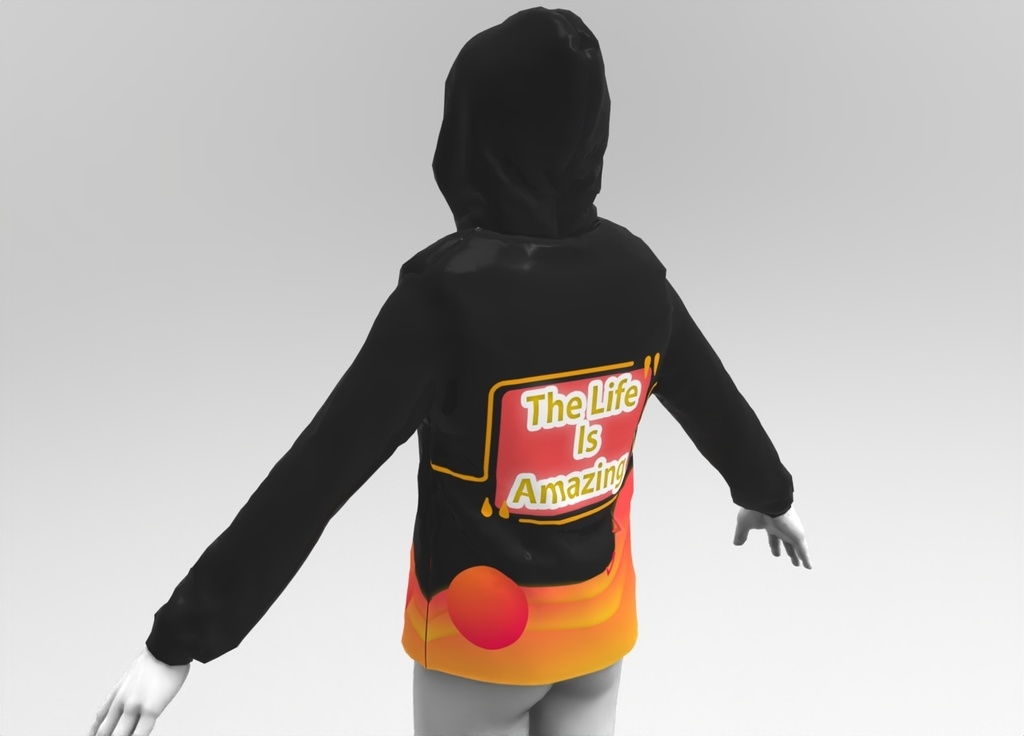 3Dブラックパーカー