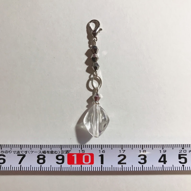 シルバーとクリアビーズのマスクチャームとストラップセット