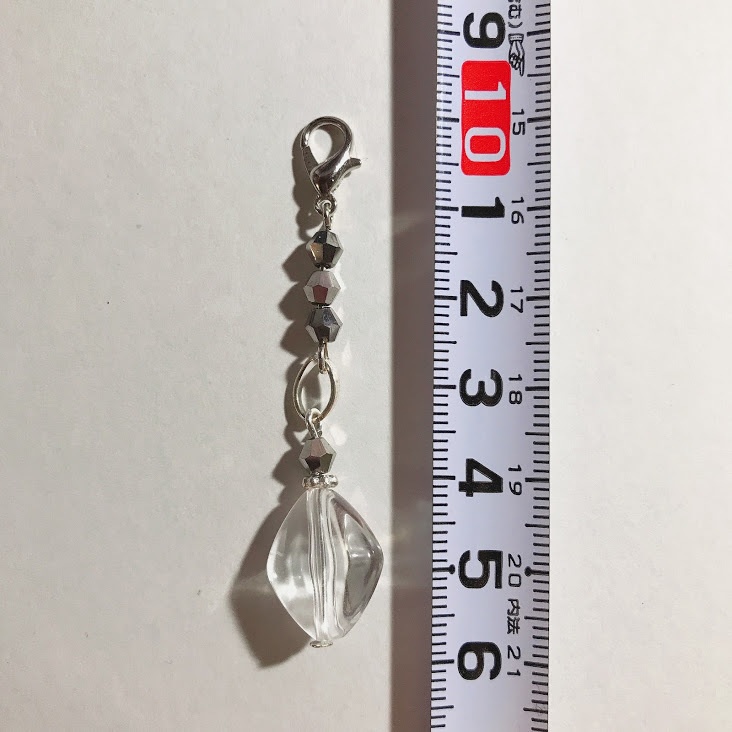 シルバーとクリアビーズのマスクチャームとストラップセット