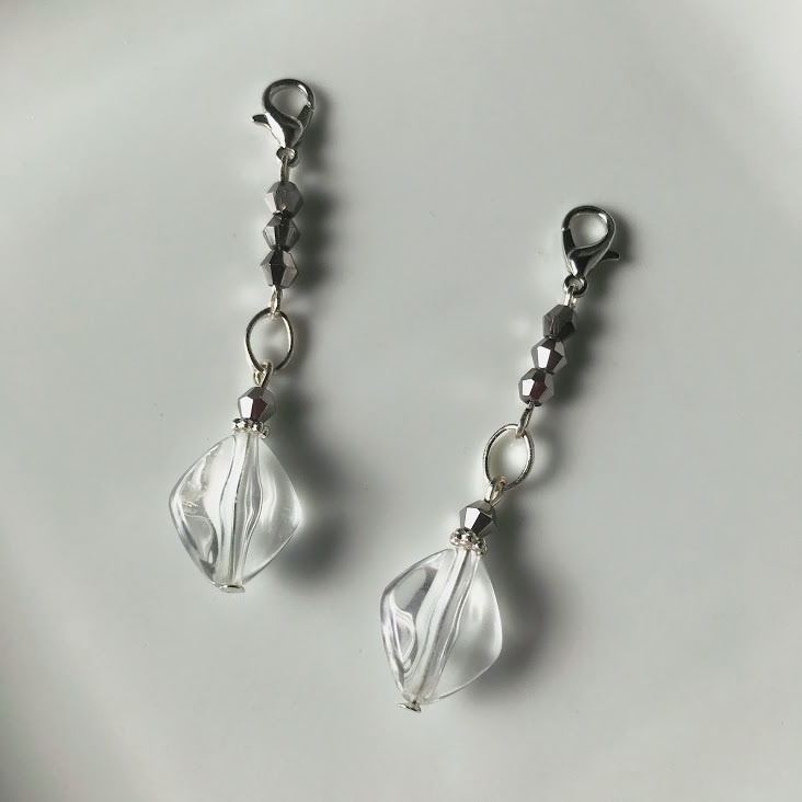 シルバーとクリアビーズのマスクチャームとストラップセット