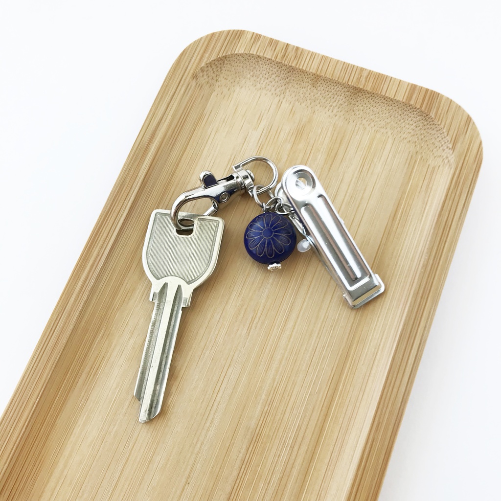 花柄ビーズのバックキークリップ(グリーン)