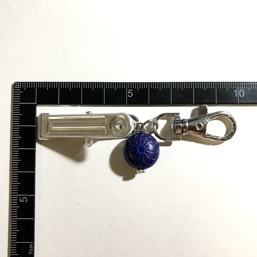 花柄ビーズのバックキークリップ(イエロー)