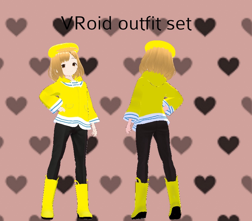 cute chibi style VRoid rain coat set 