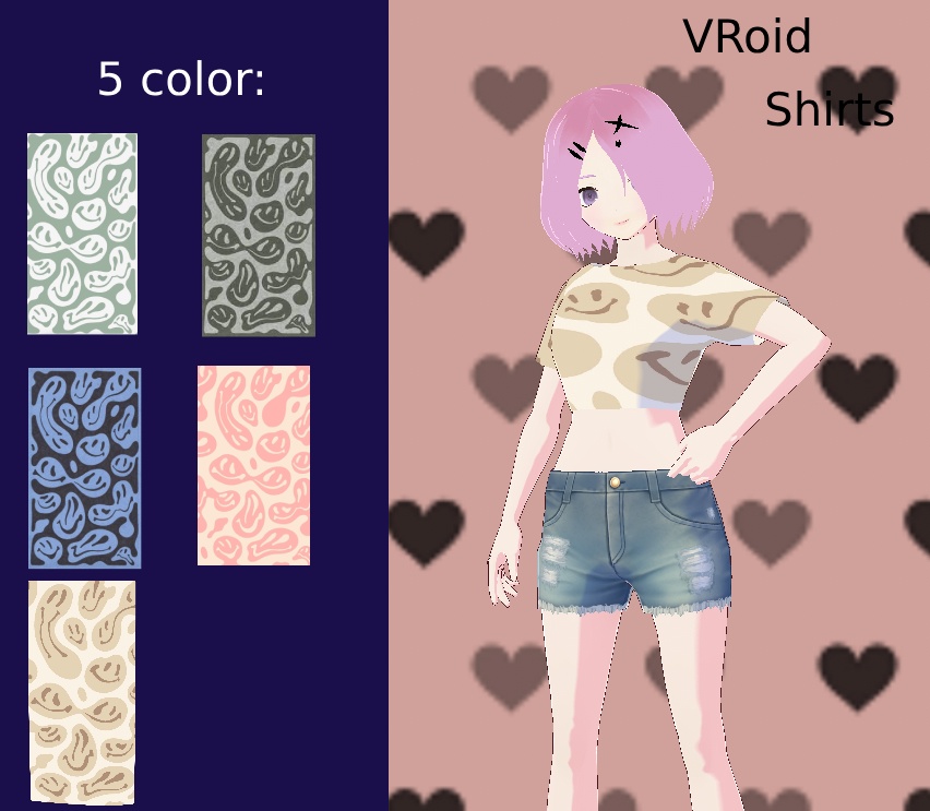 VRoid FREE cropped melting smile shirts   