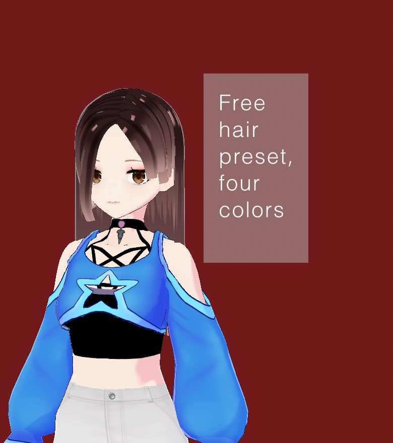 VRoid long hair preset, 4 color