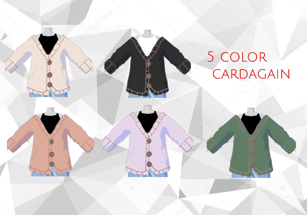 Tank top + Cardigan set (5 color each) VRoid