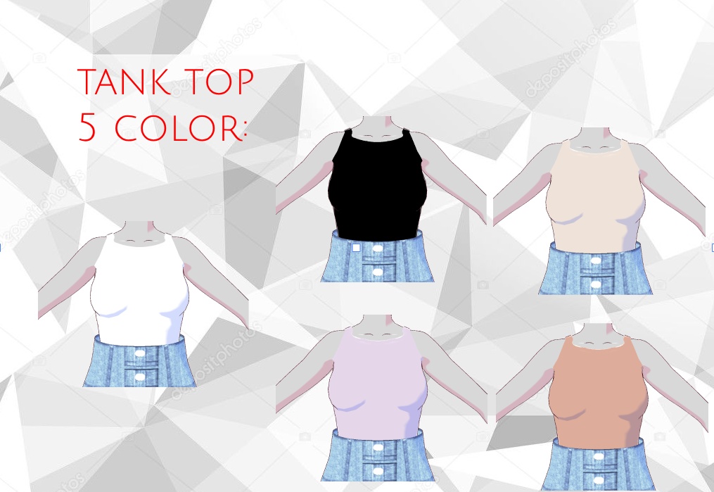 Tank top + Cardigan set (5 color each) VRoid