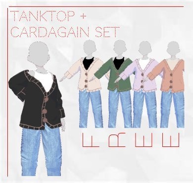 Tank top + Cardigan set (5 color each) VRoid