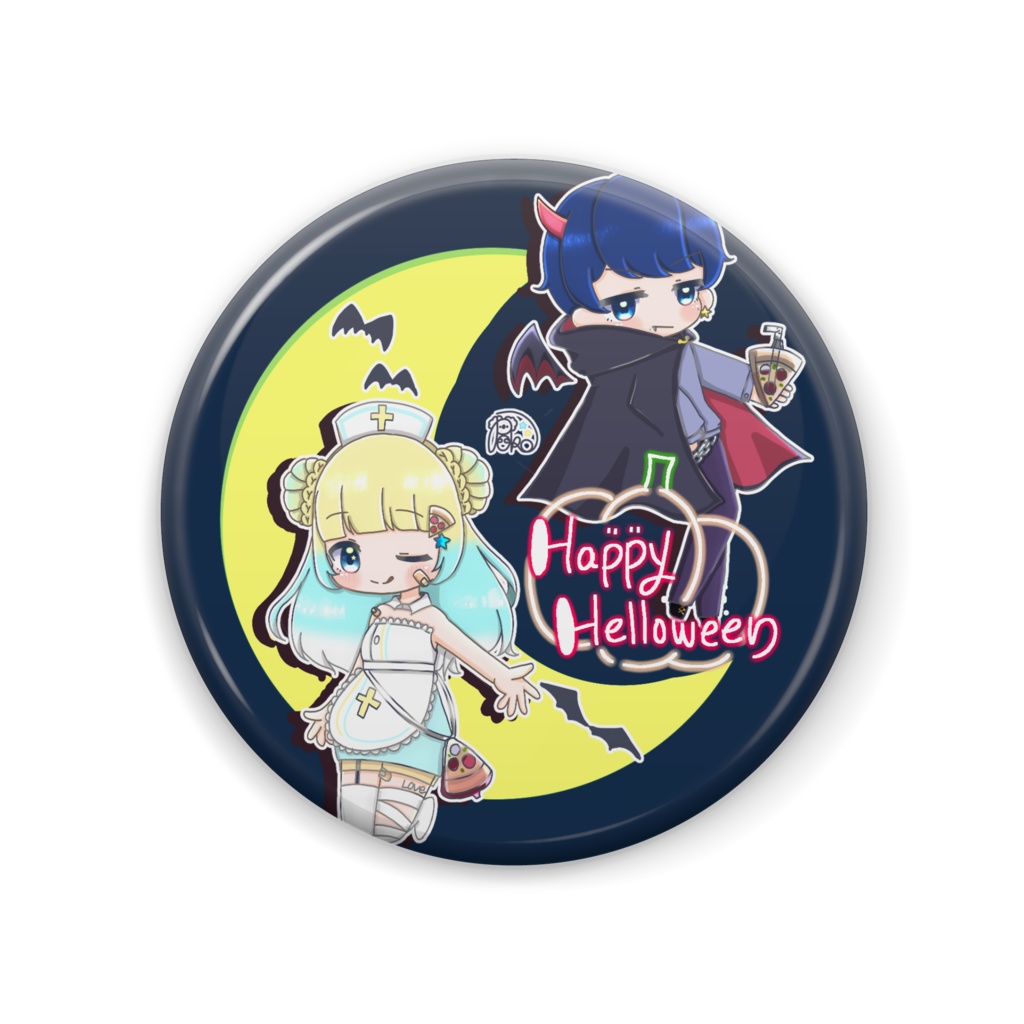 ぽこりょりょHalloween缶バッチ