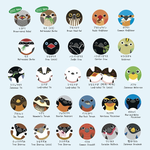 野鳥 くるみボタンのヘアゴム 3