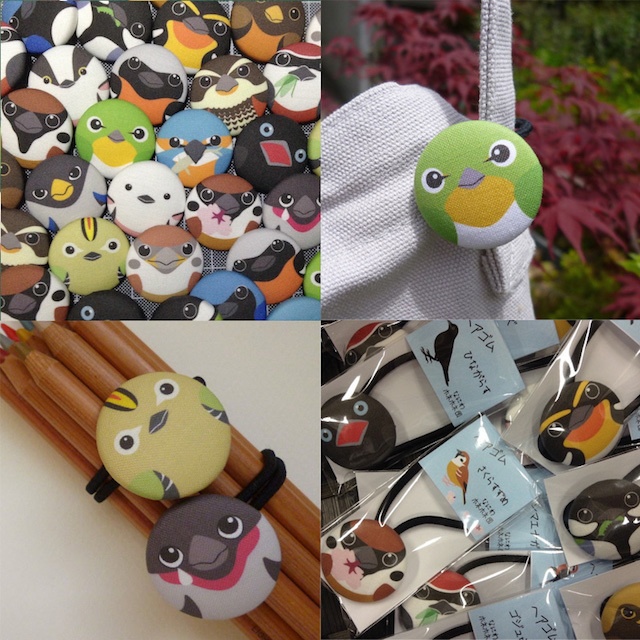 【2024新作】野鳥の缶バッジ & くるみボタンのヘアゴム (9)