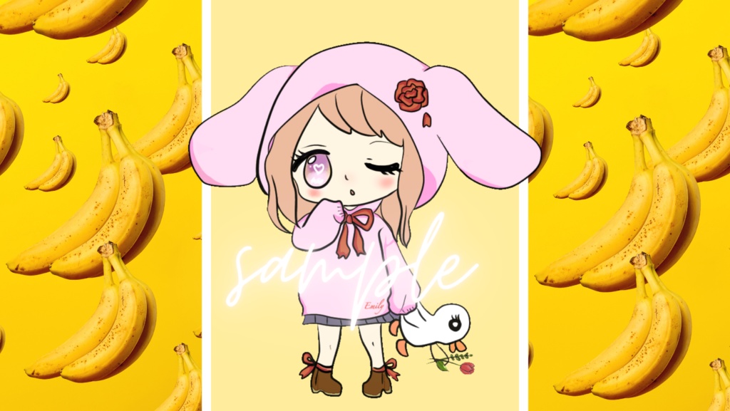 【無料素材】フルーツ(苺,オレンジ,バナナ)ヘッダー/背景