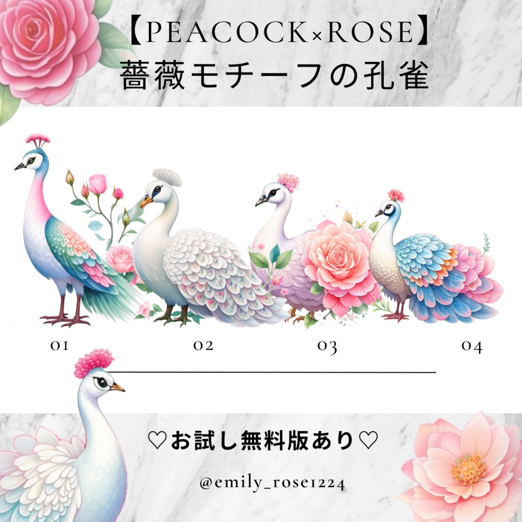  【peacock×Rose】 薔薇モチーフの孔雀 
