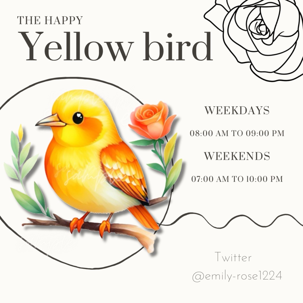 【小鳥 素材】Yellow bird / 幸せの黄色い鳥 / 透過PNG   