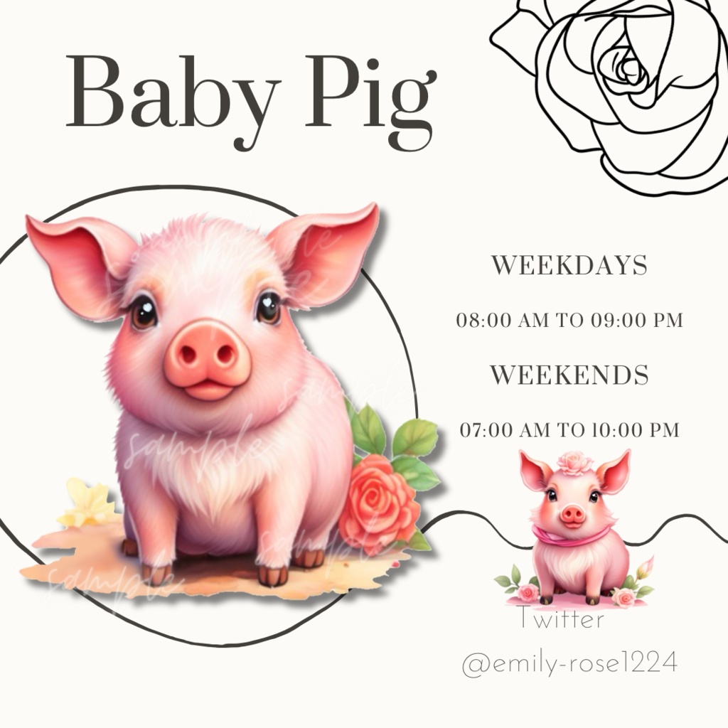 【ぶた 素材】  Baby PIG /子ブタ/ 透過PNG /全2種