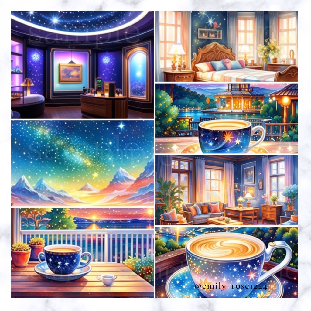 【背景素材】星空のようなカフェ素材〈全15種〉